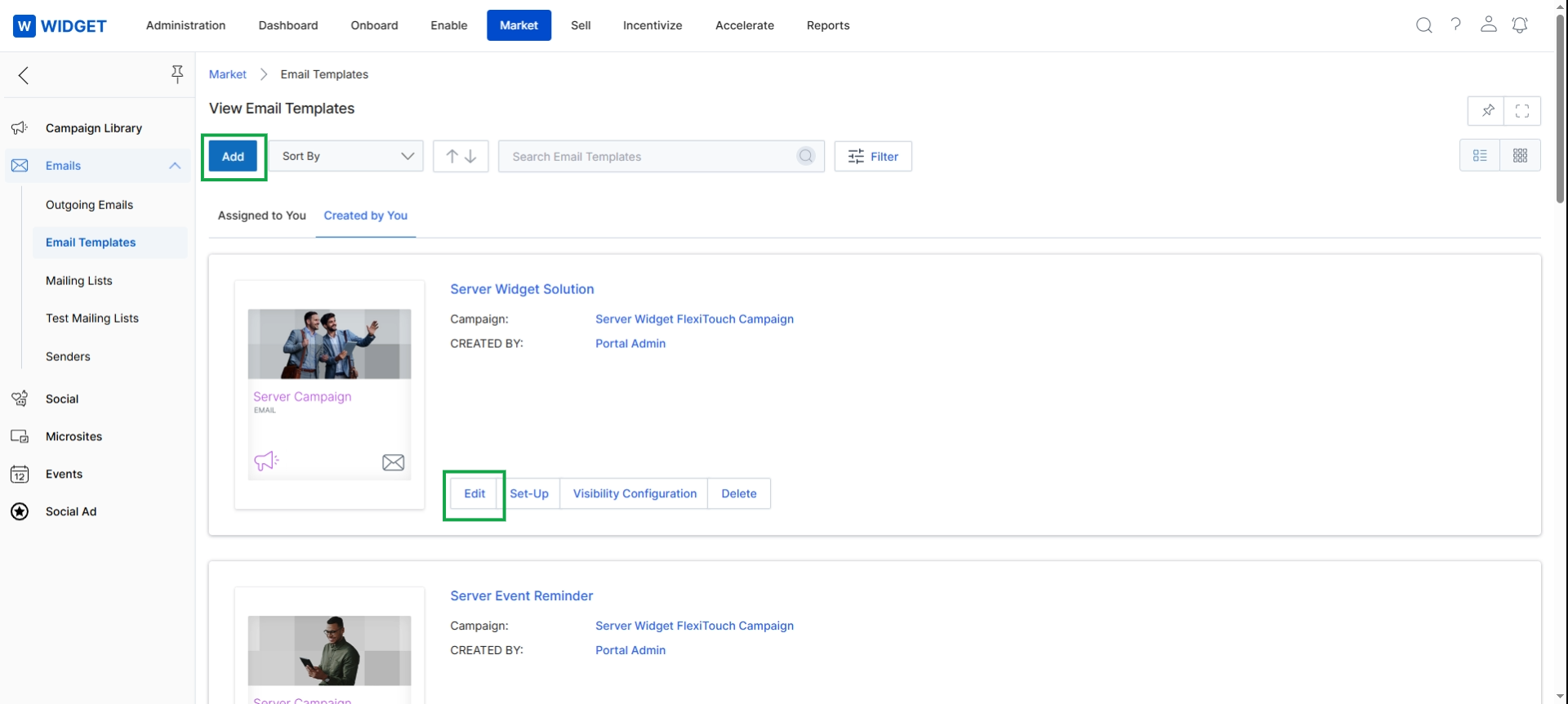 Click Add (or Edit) → Add/Edit an Email Template.