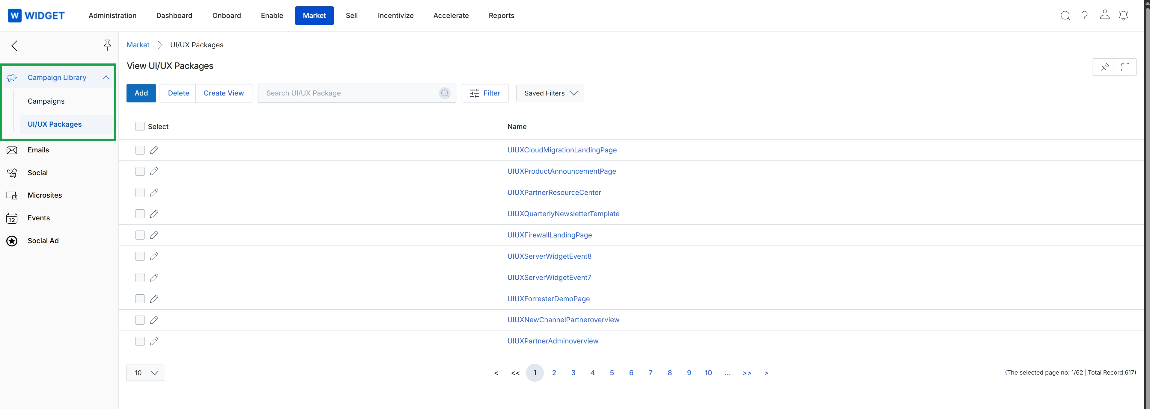 UI/UX Packages list view