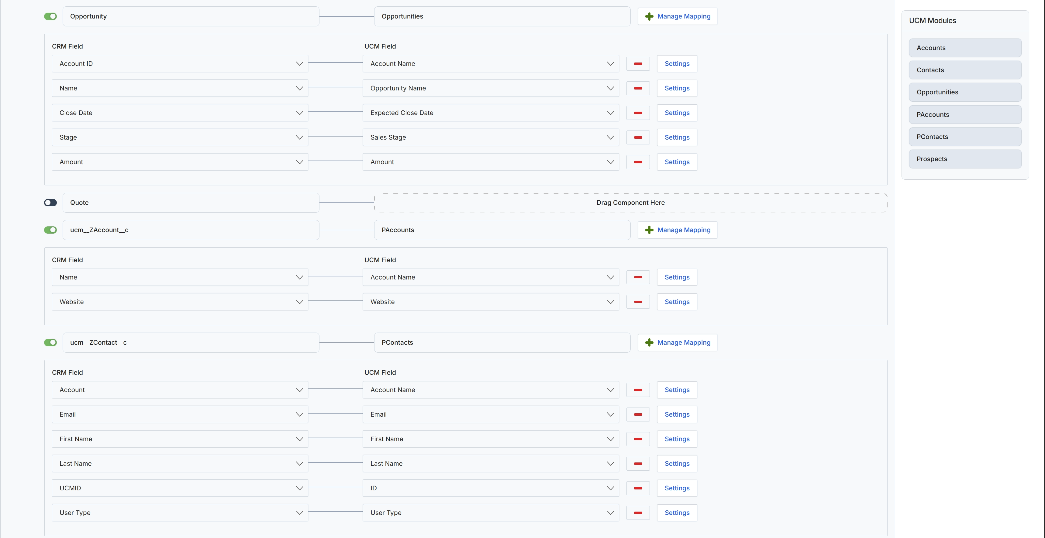 CRM Field Mapping for UPM Modules