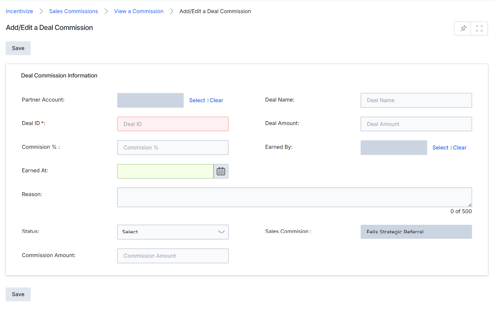 Add/Edit a Deal Commission form