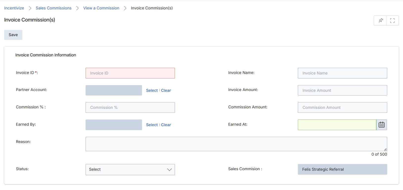 Invoice Commission(s) add/edit form