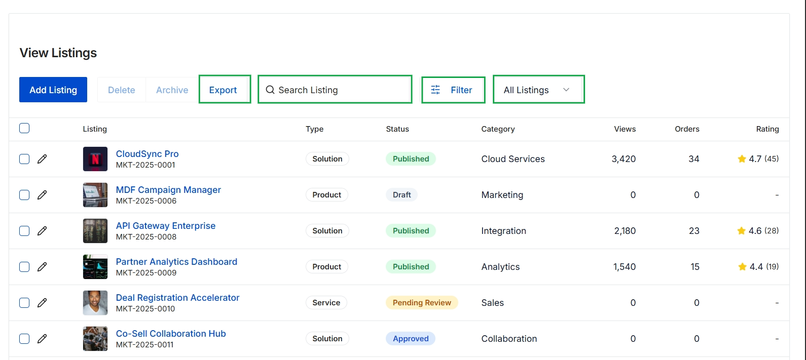 Co-sell marketplace listings overview