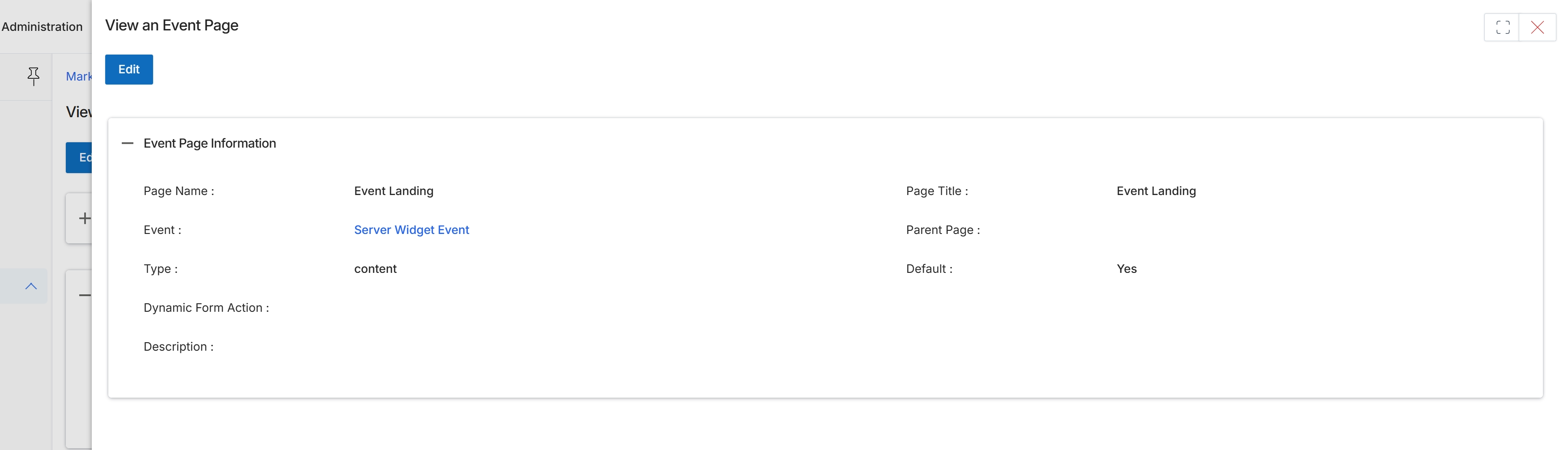Event page detail view