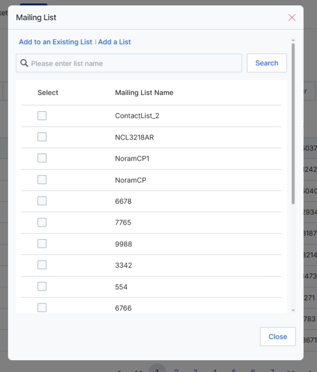 Export Columns List dialog