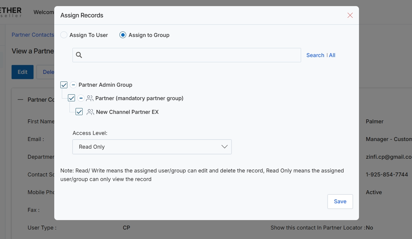 Assign Records modal