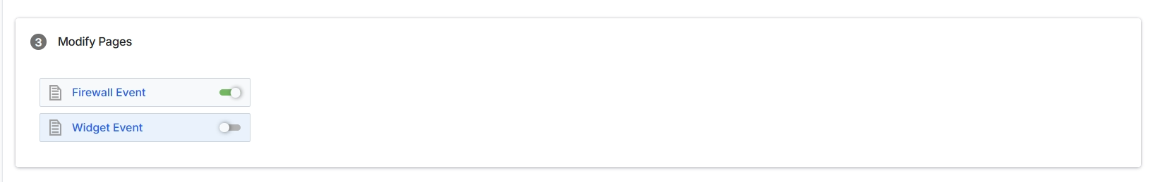 Event page modification panel