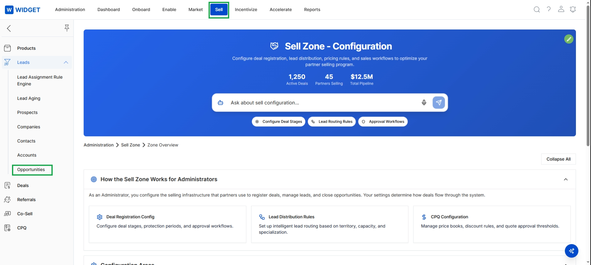 Sell Zone - Configuration overview
