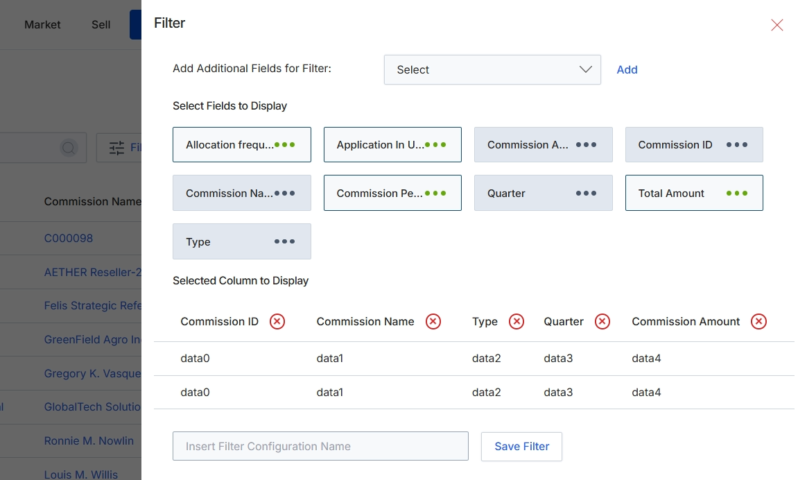 Filter configuration dialog
