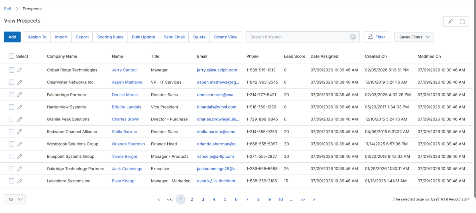 View Prospects list