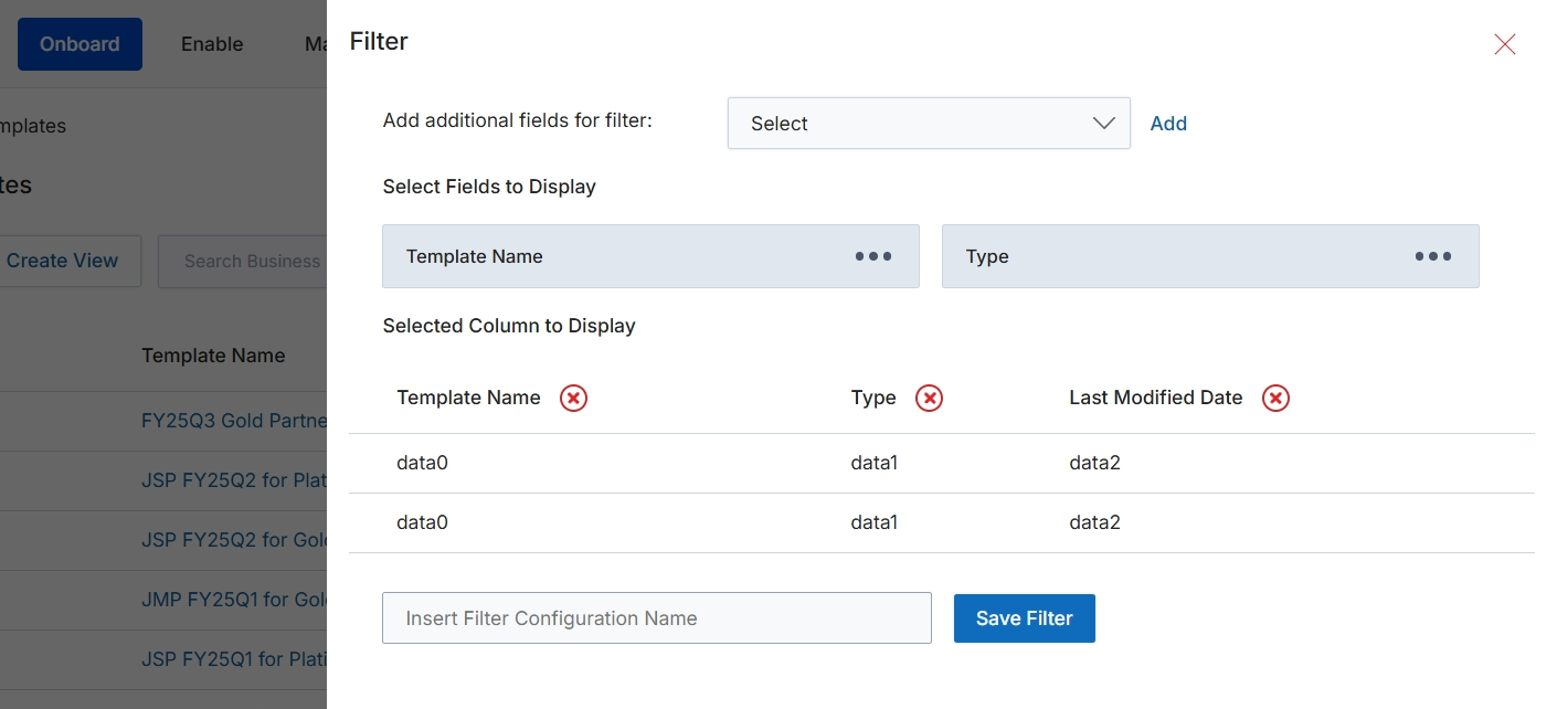 Filter configuration dialog