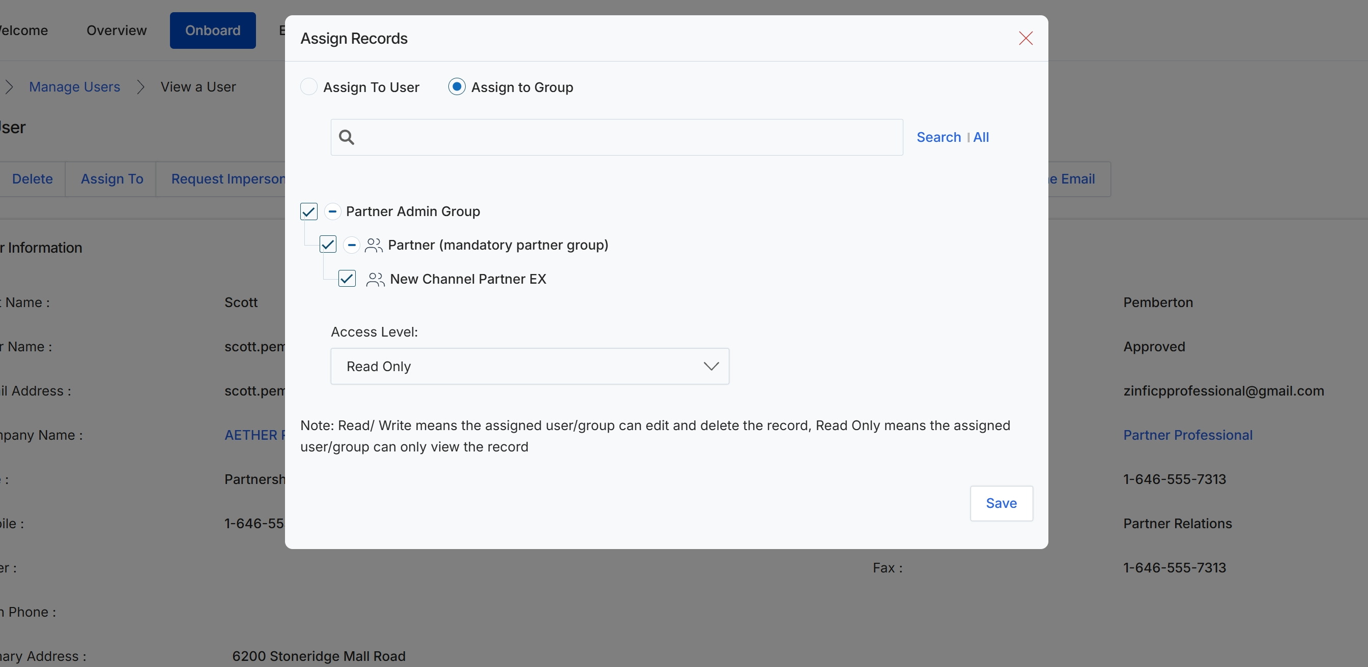 Assign Records modal
