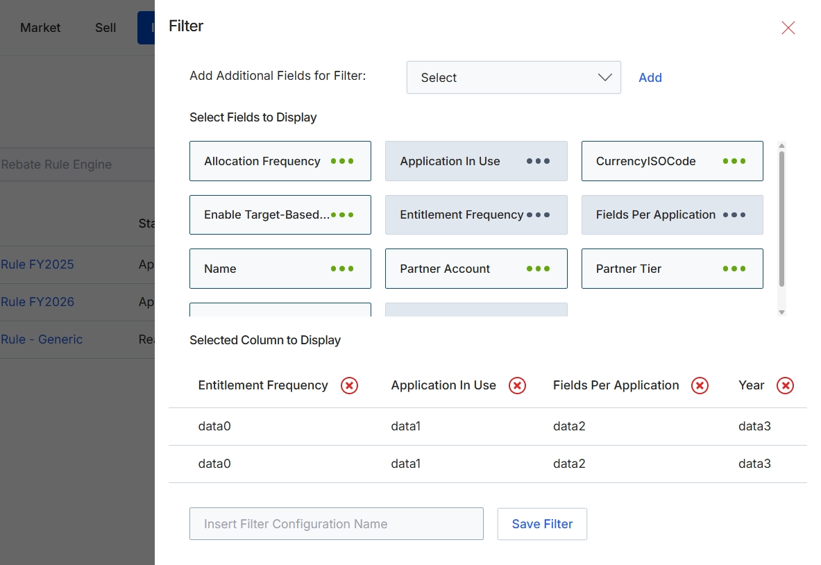 Filter configuration dialog