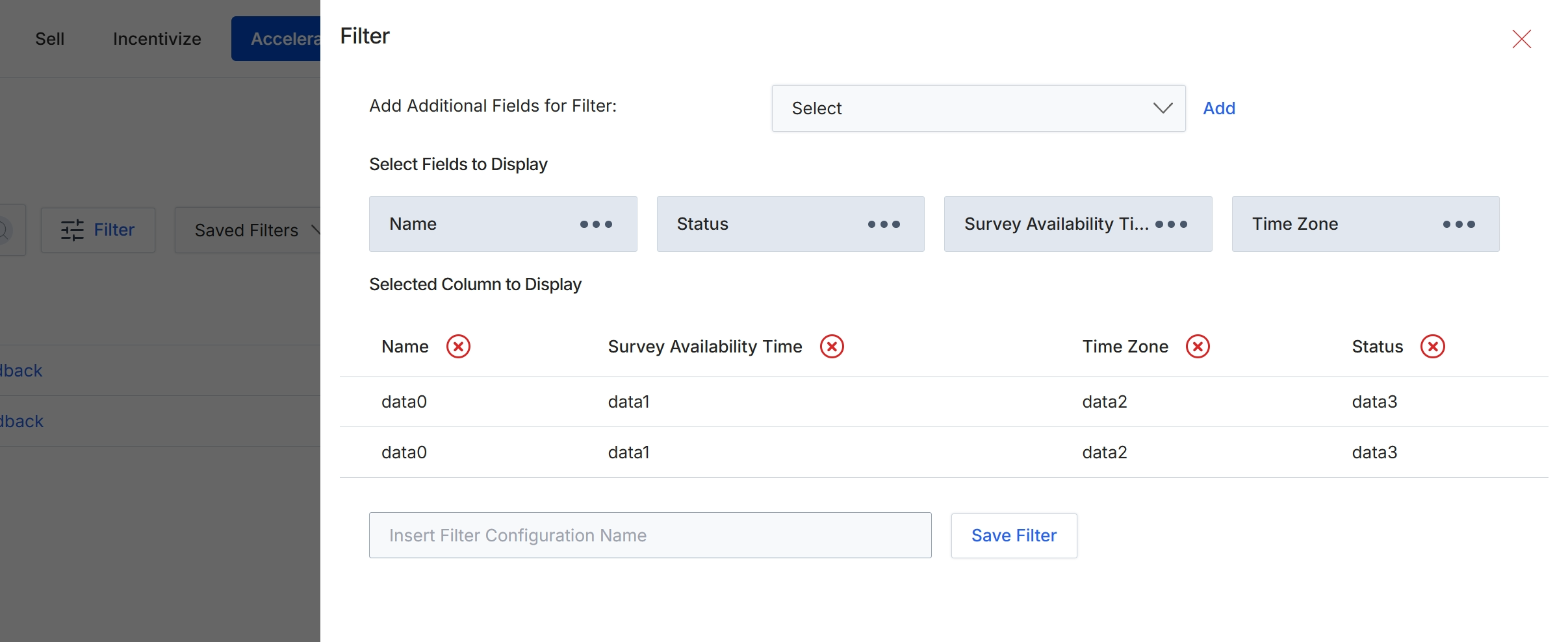 Filter configuration dialog