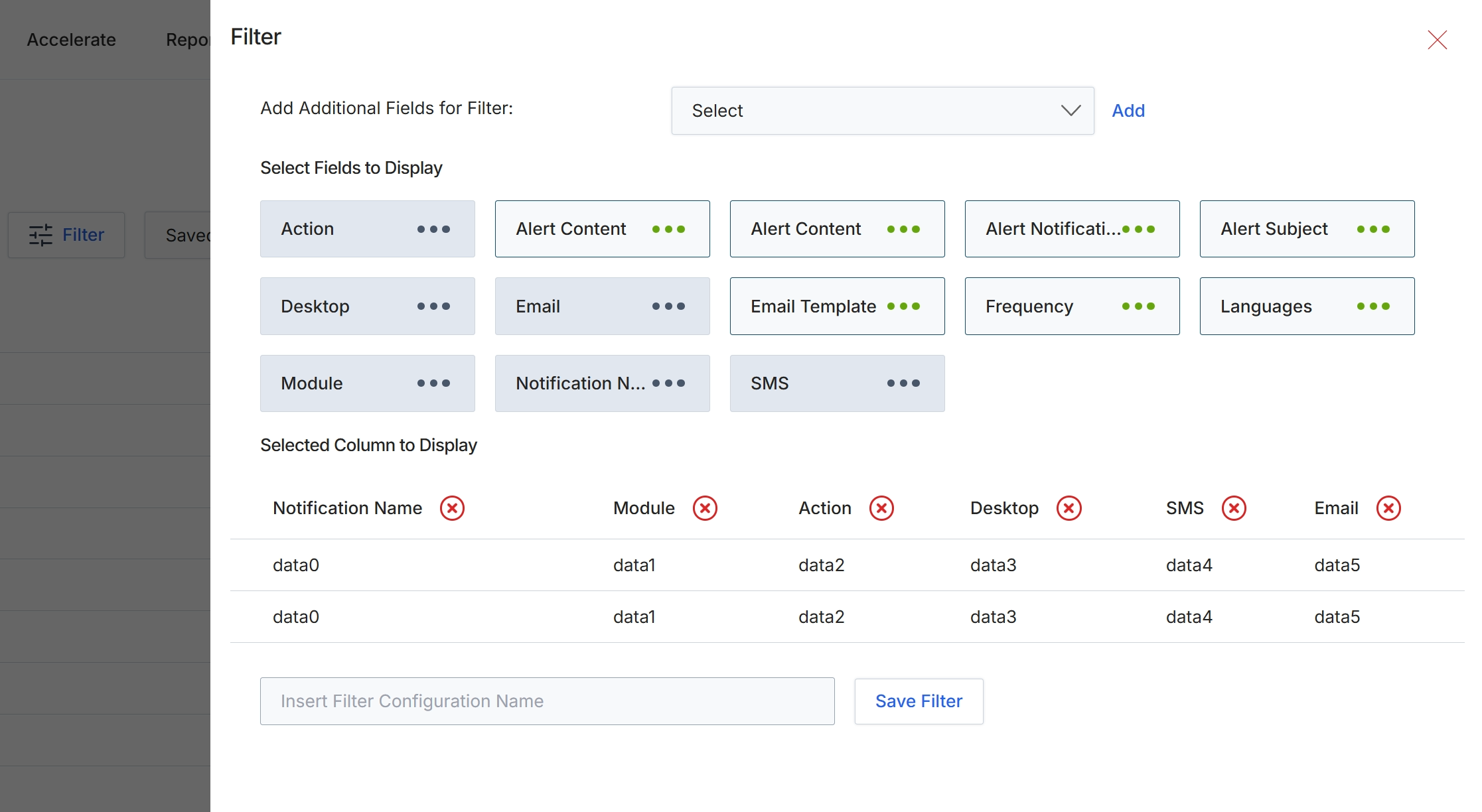 Alerts Filter configuration dialog
