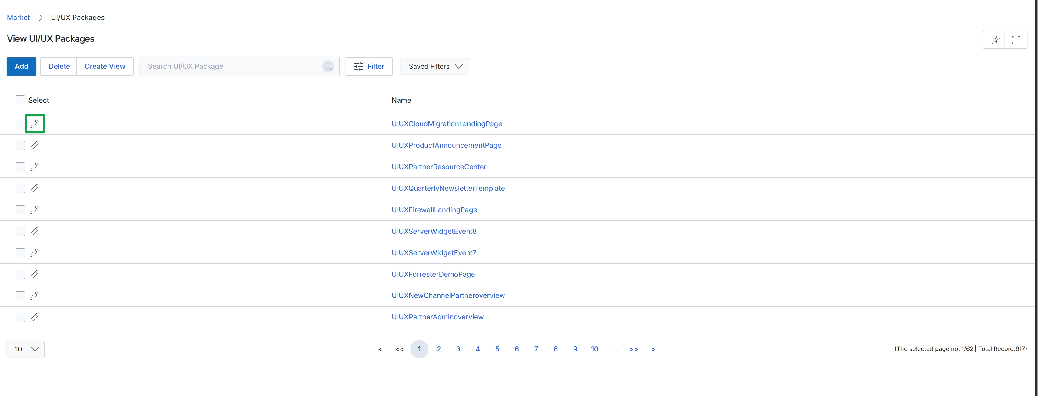 View UI/UX Packages list