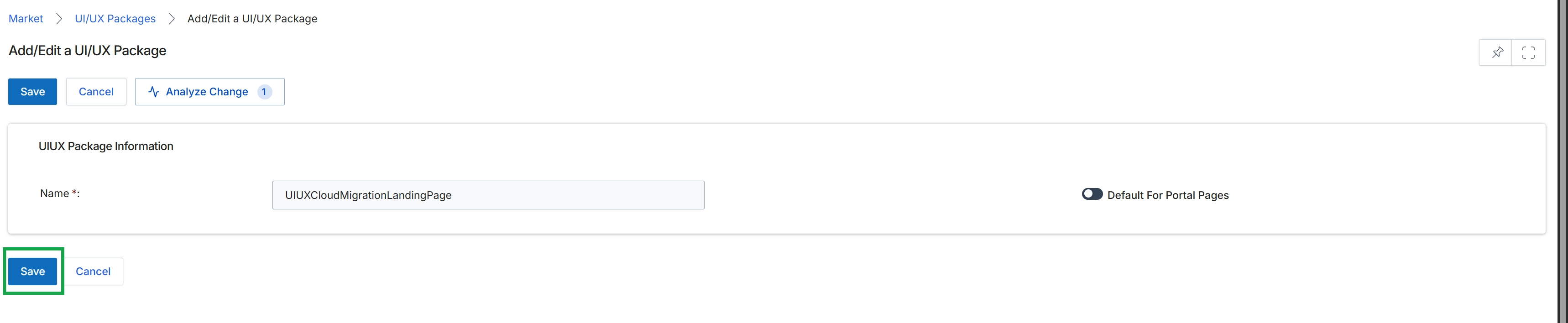 Add/Edit a UI/UX Package form