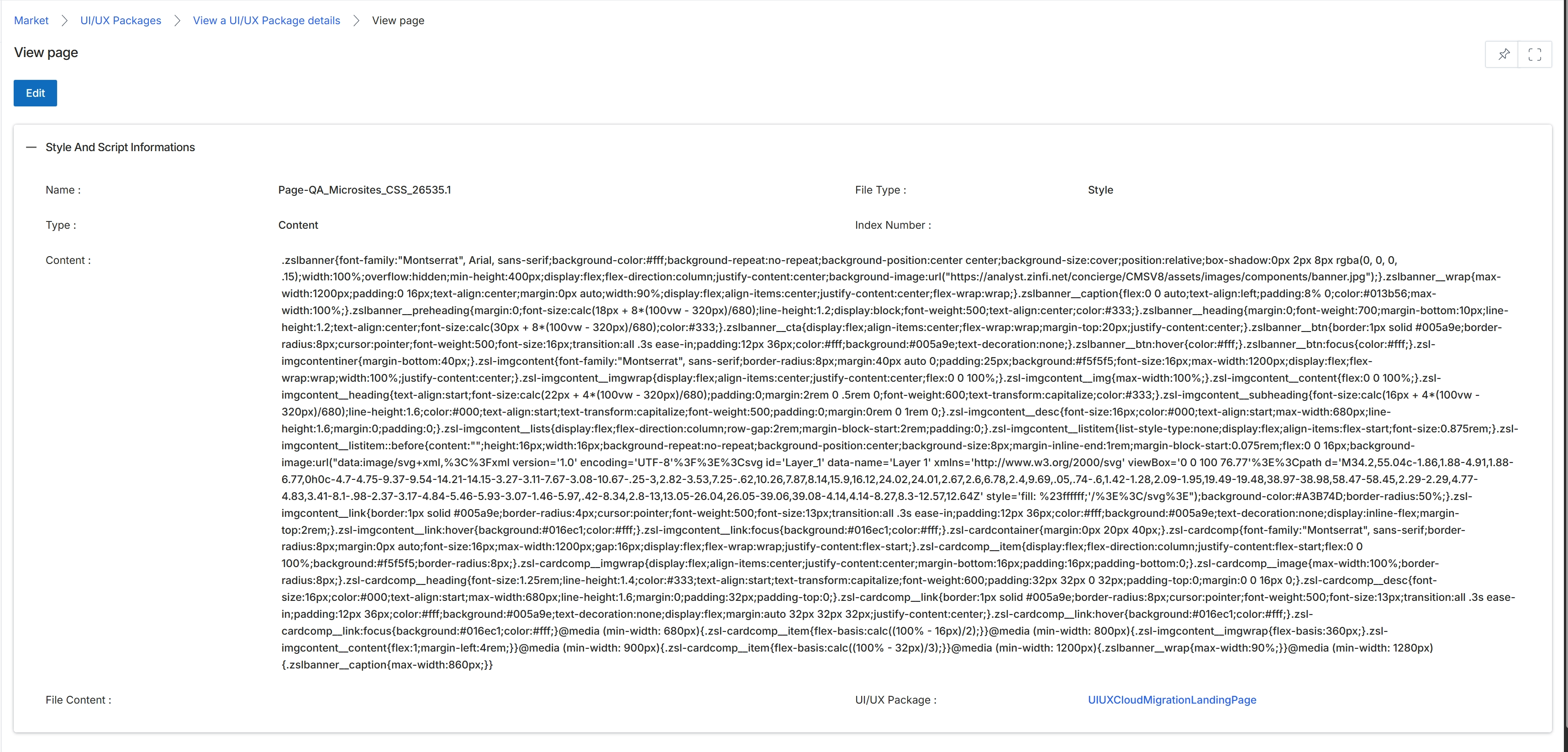 UI/UX Package details view