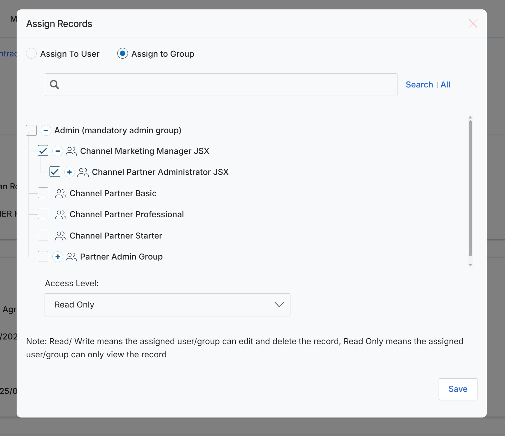 Assign Records modal