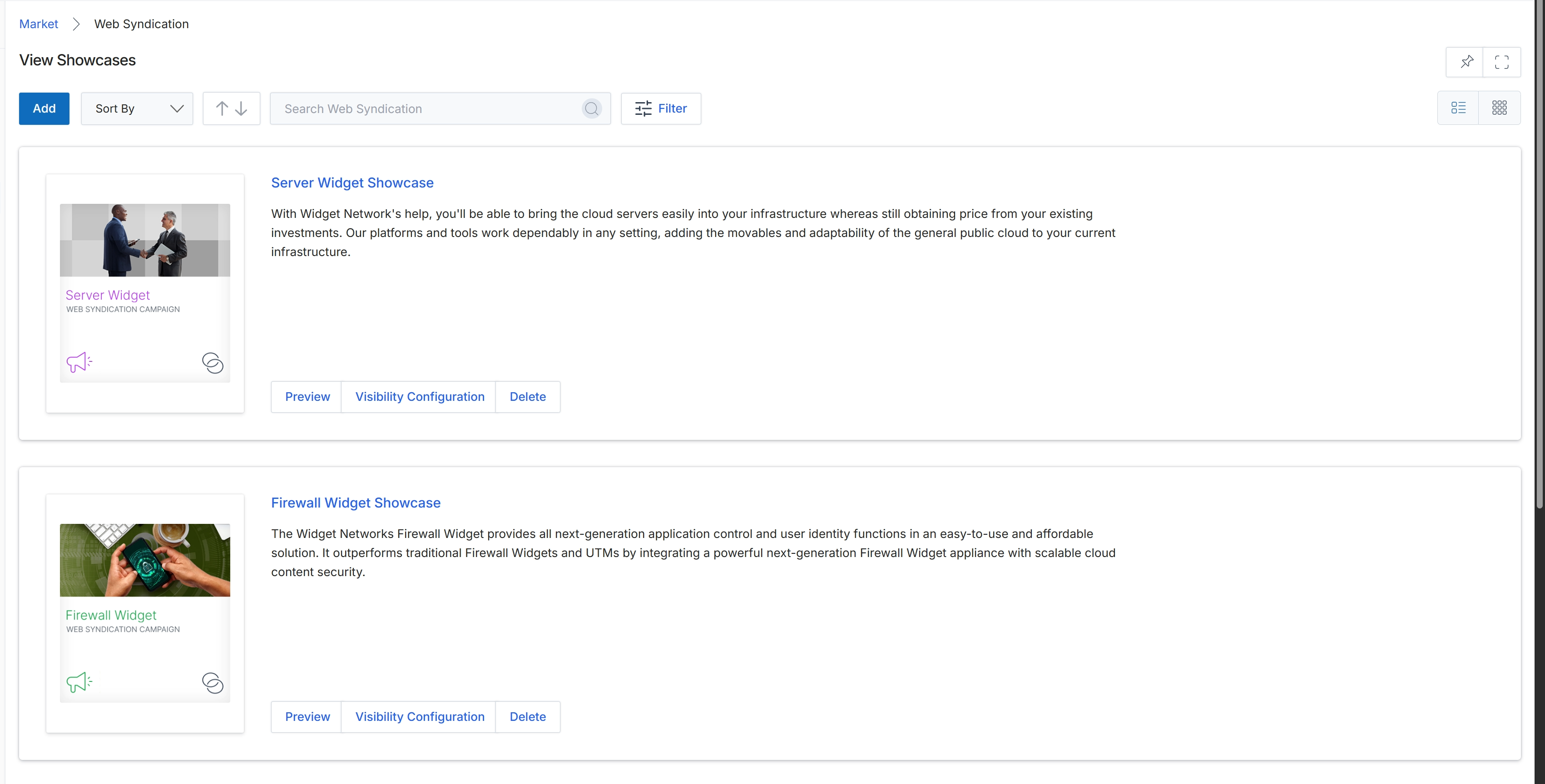 Web Syndication showcase list