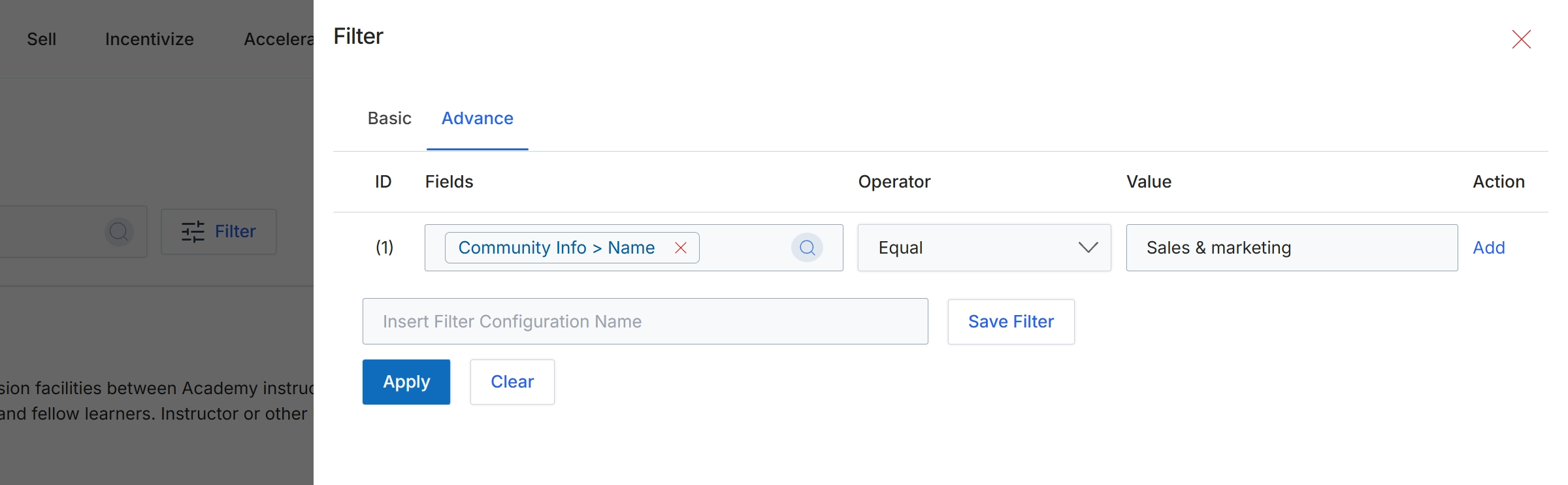 Advanced Filter dialog