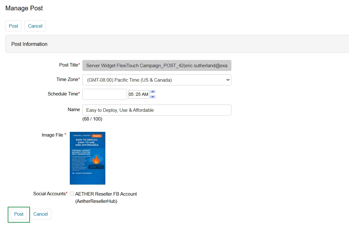 Manage Post form