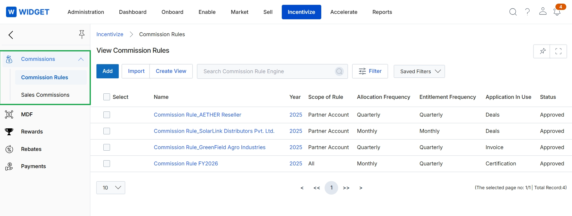 Incentivize module left navigation
