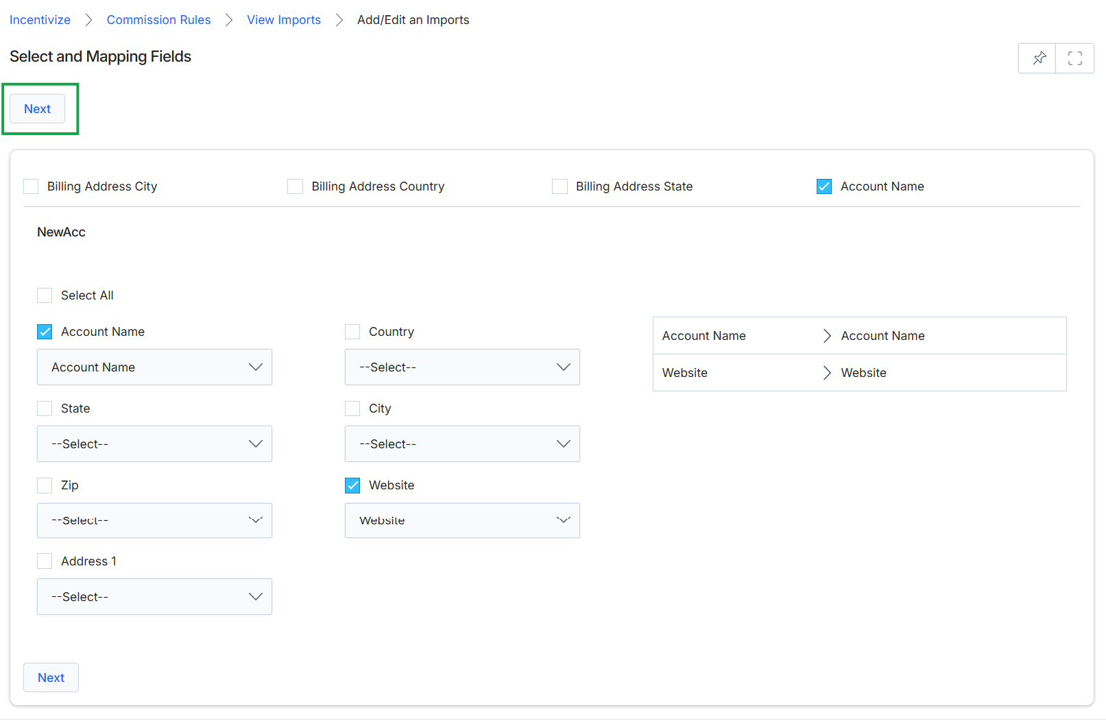 Add/Edit an Imports page