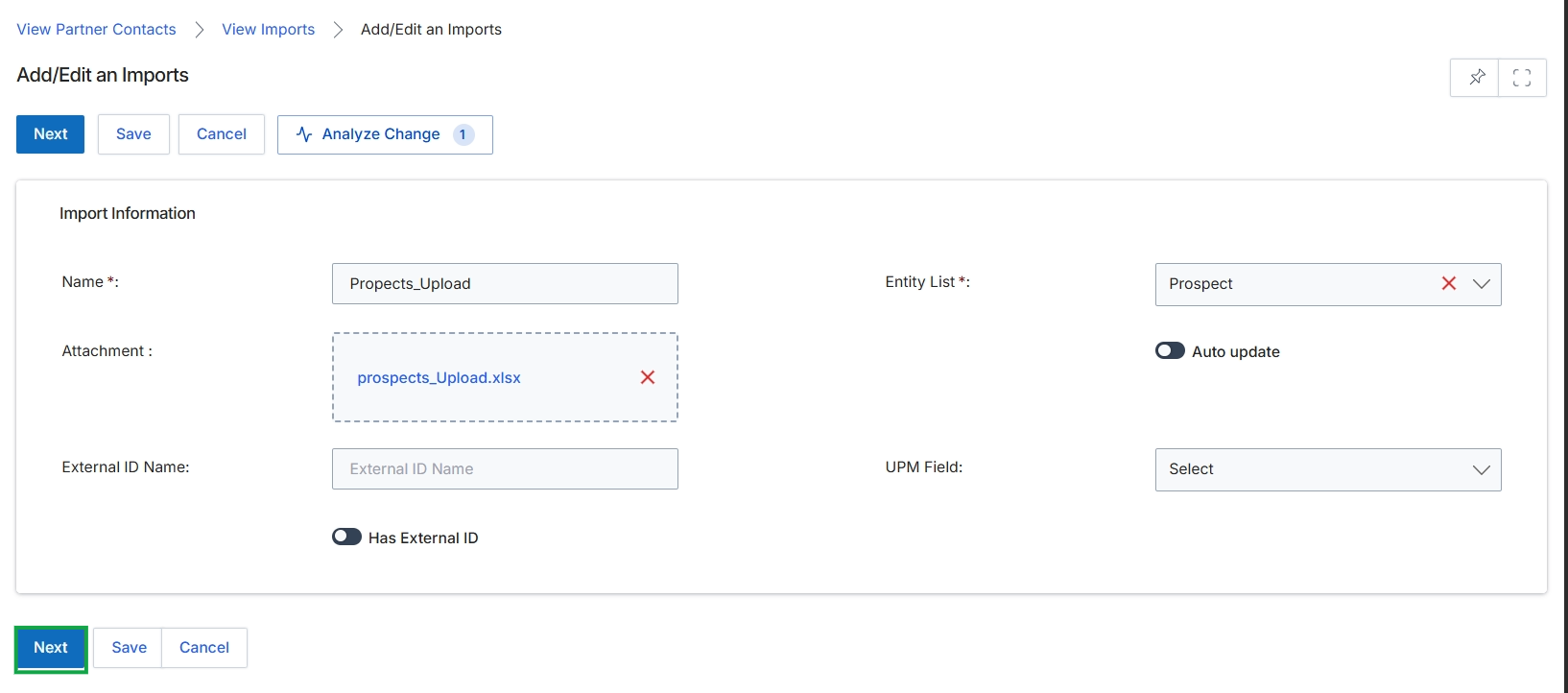 Add/Edit an Imports form