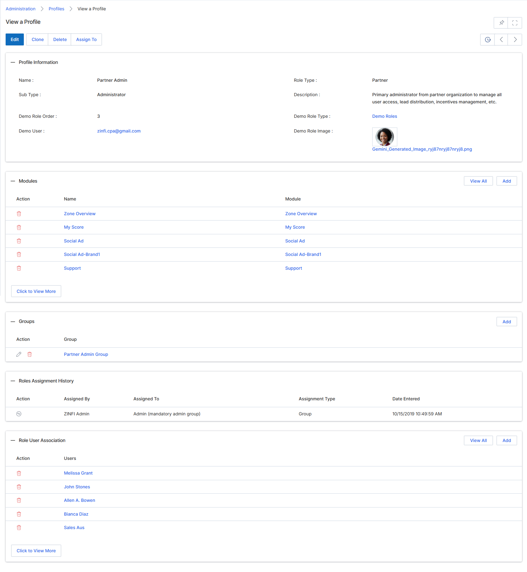 View a Profile Details
