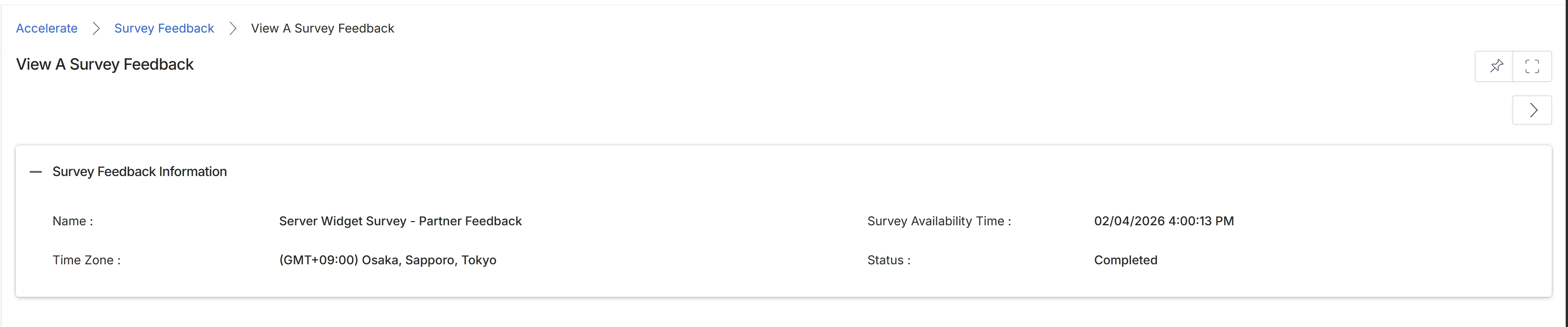 View Survey Feedback details
