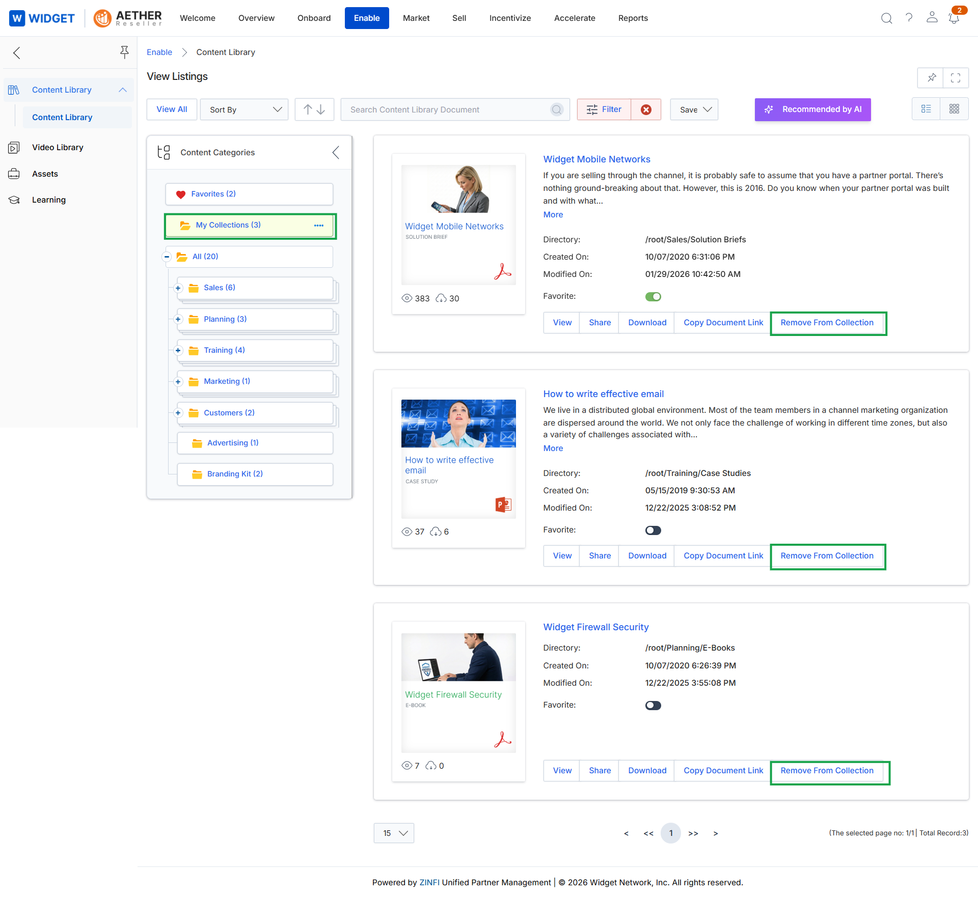 Content Library with 'My Collections' selected