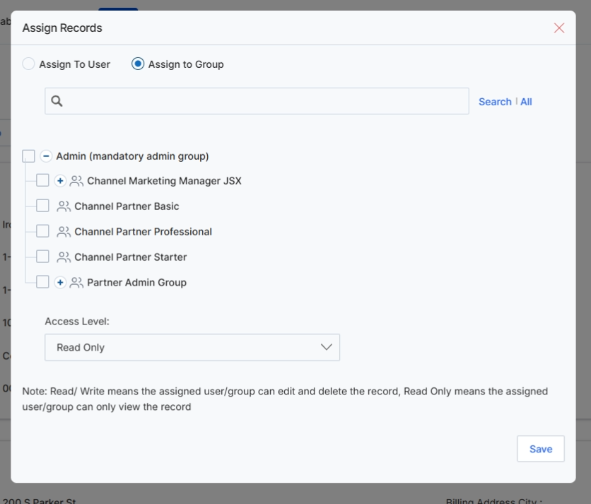 Assign Records modal dialog