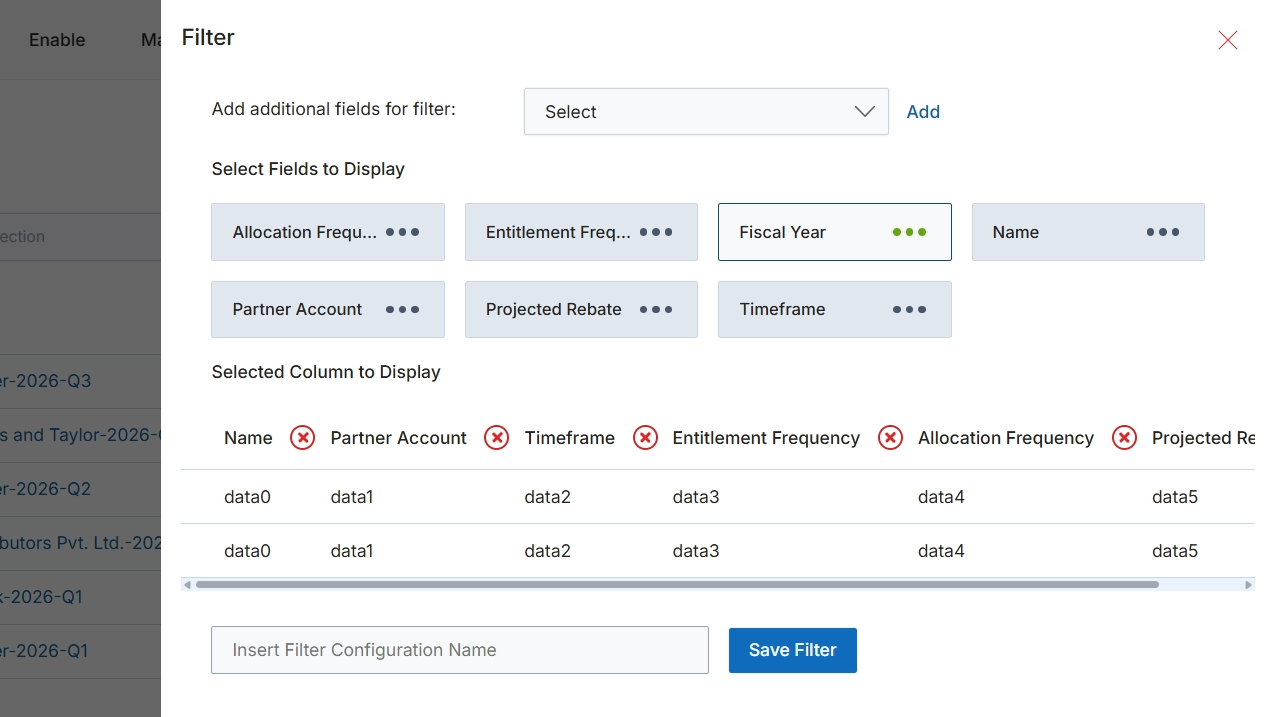Filter configuration dialog