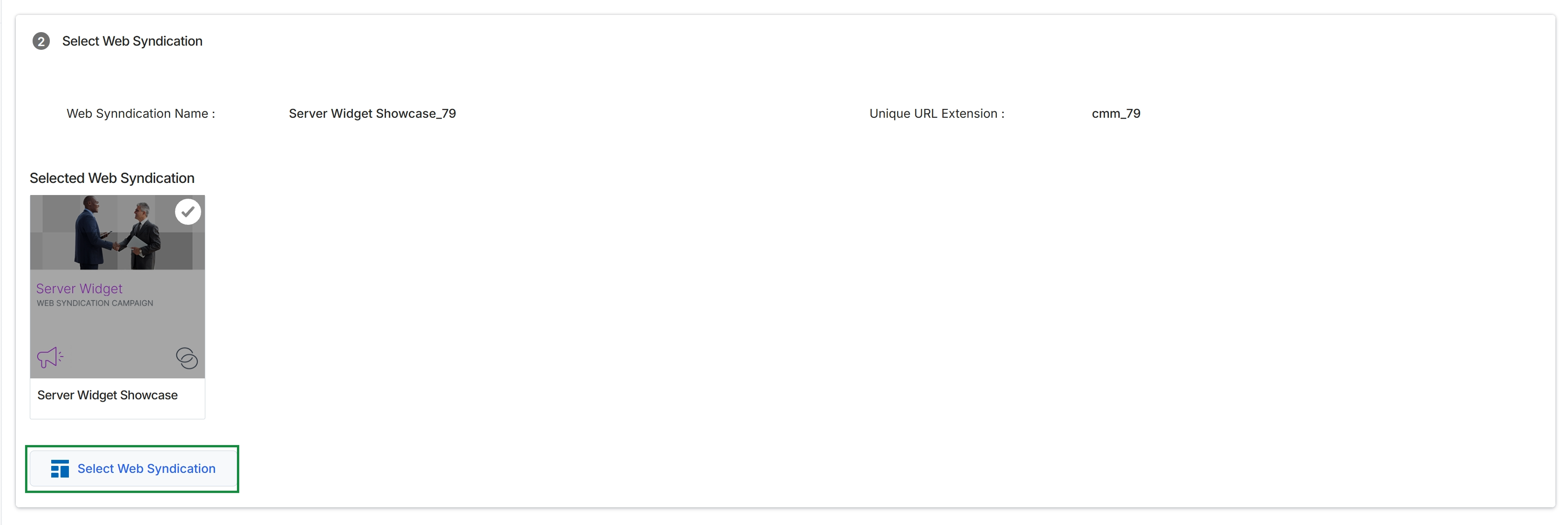 Select Web Syndication section
