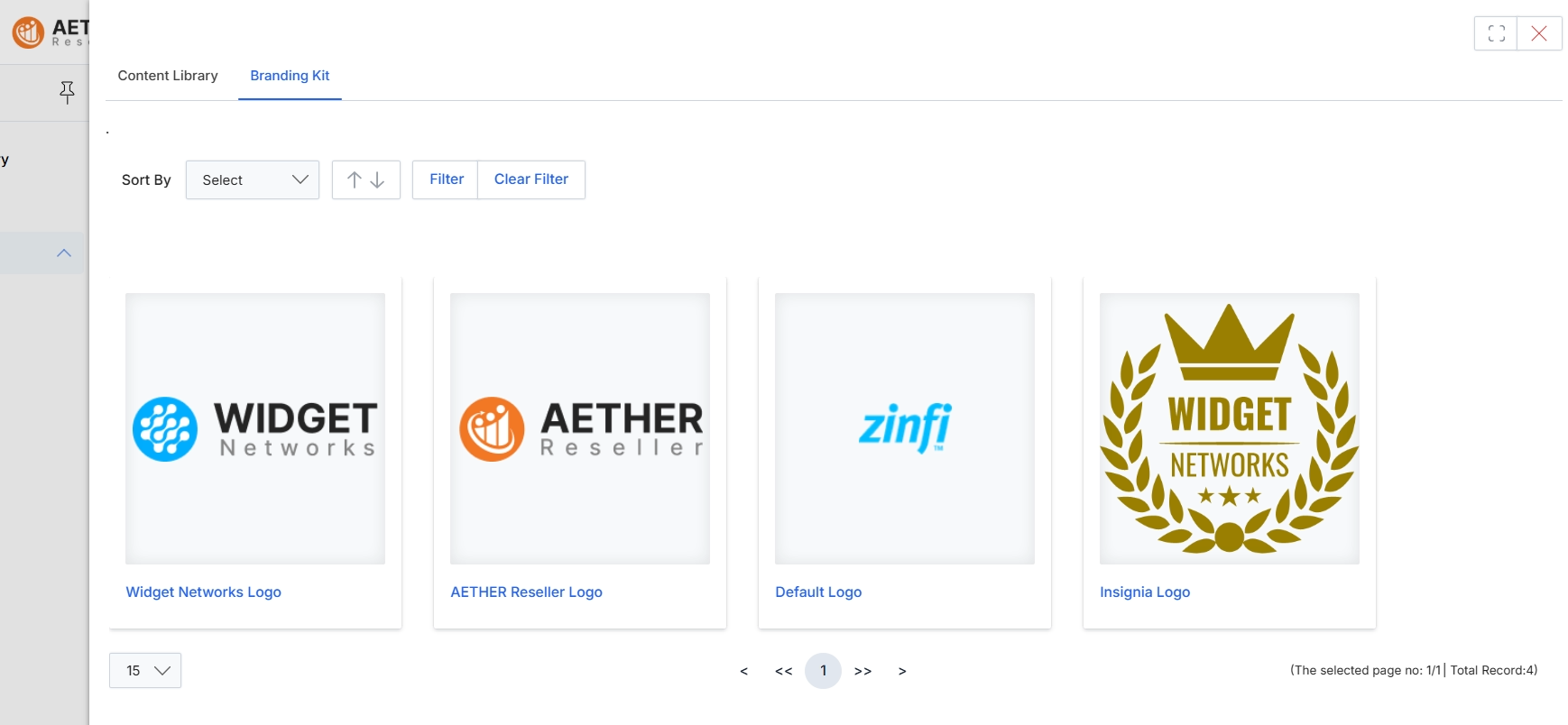 Branding Kit logo selection view