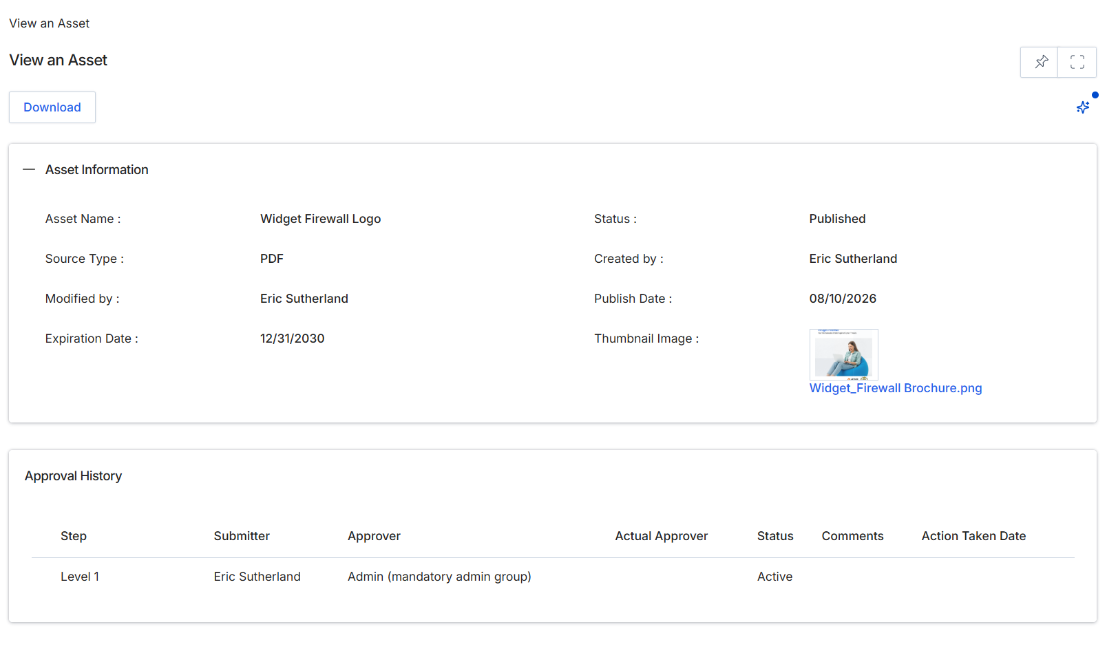 View an Asset details page