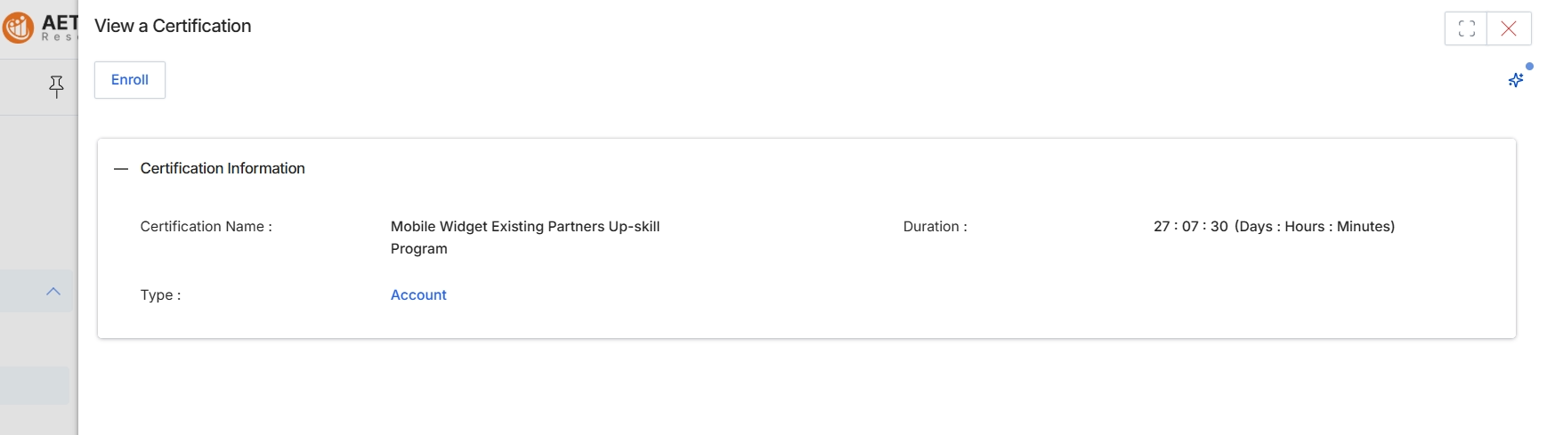 View a Certification details