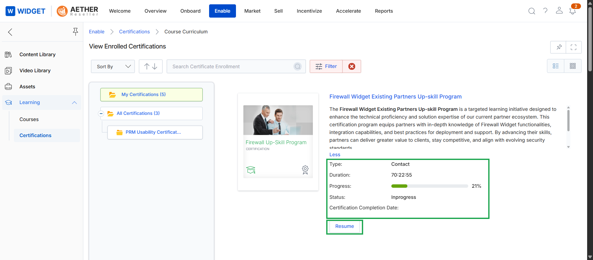 Partner enrolled certifications overview
