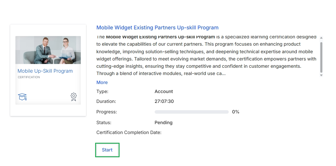 Certification details with Enroll button highlighted