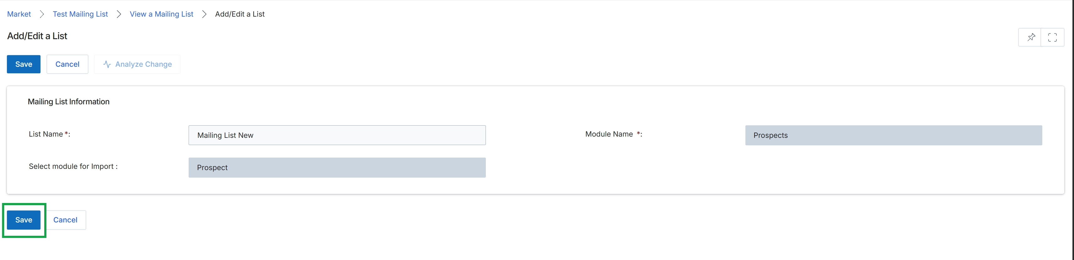 Add/Edit a List form