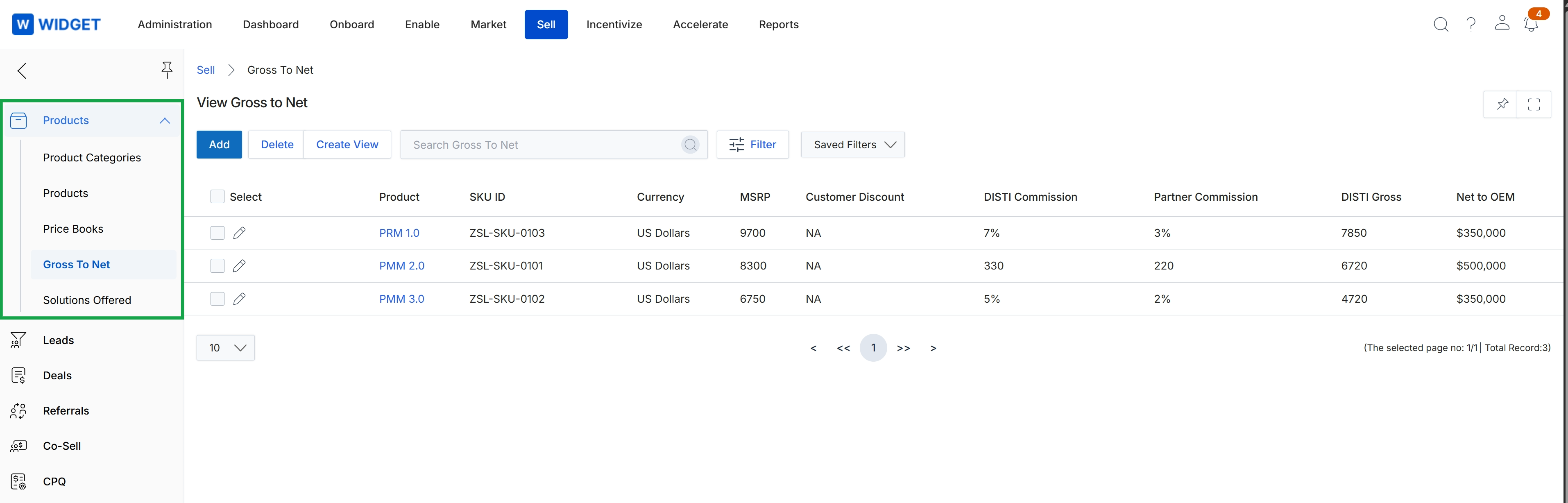 Gross To Net list view