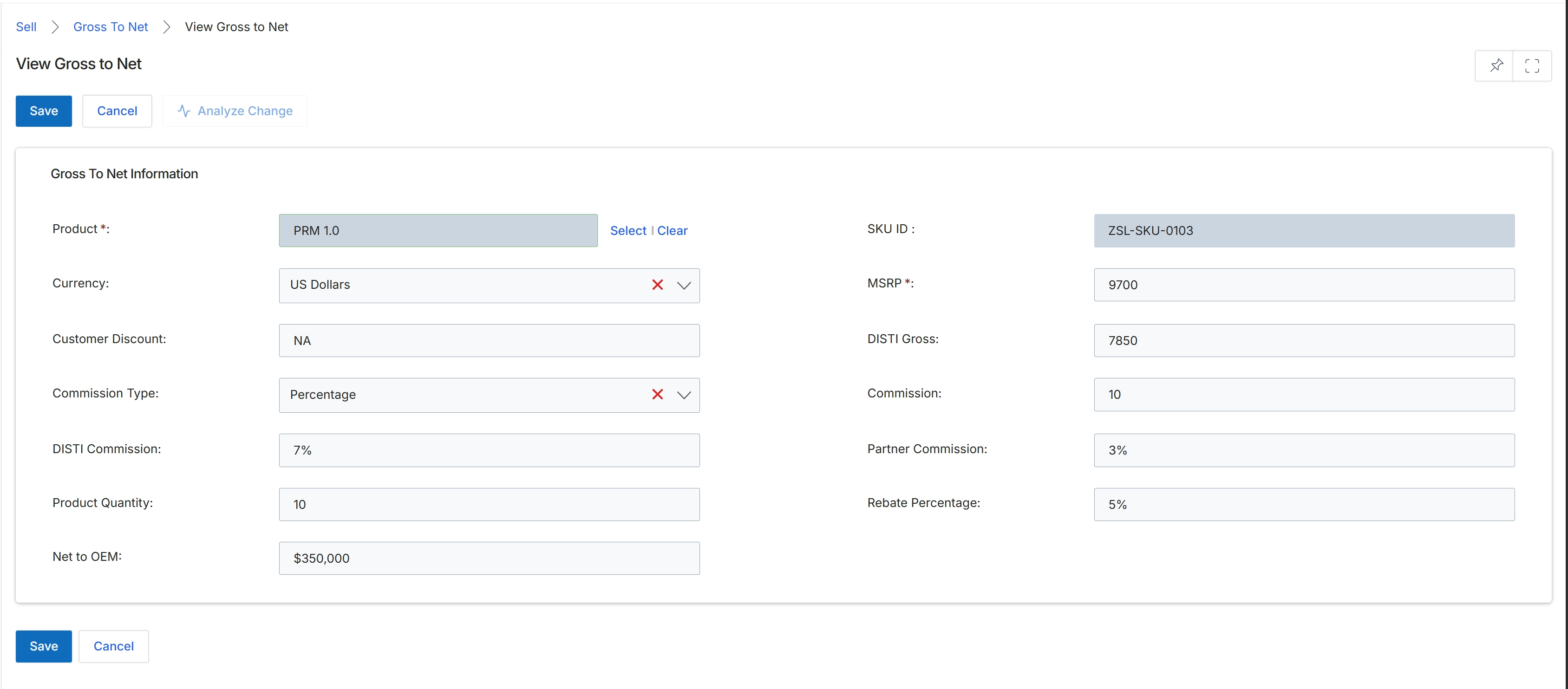 View Gross to Net details for a product