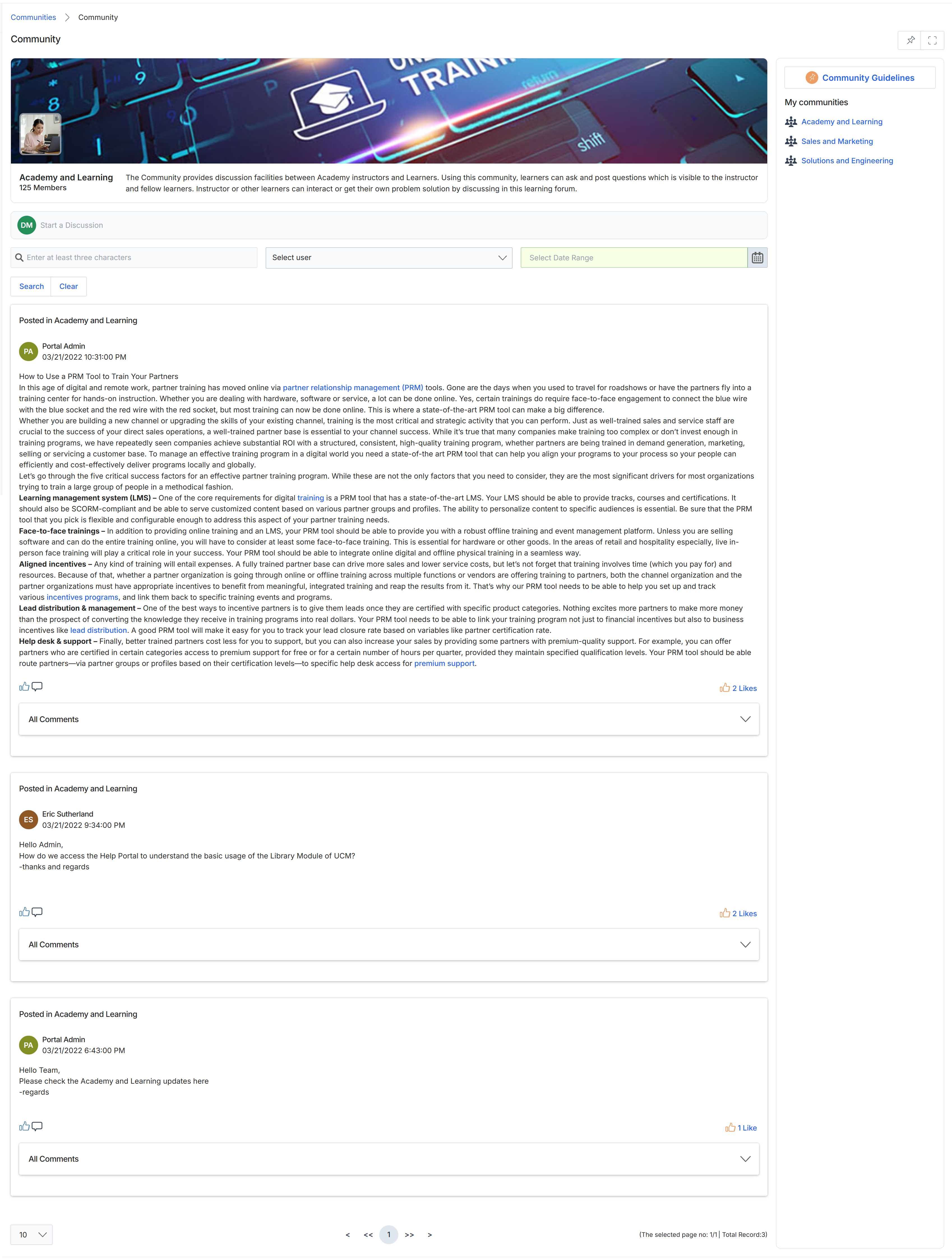 Community discussion feed