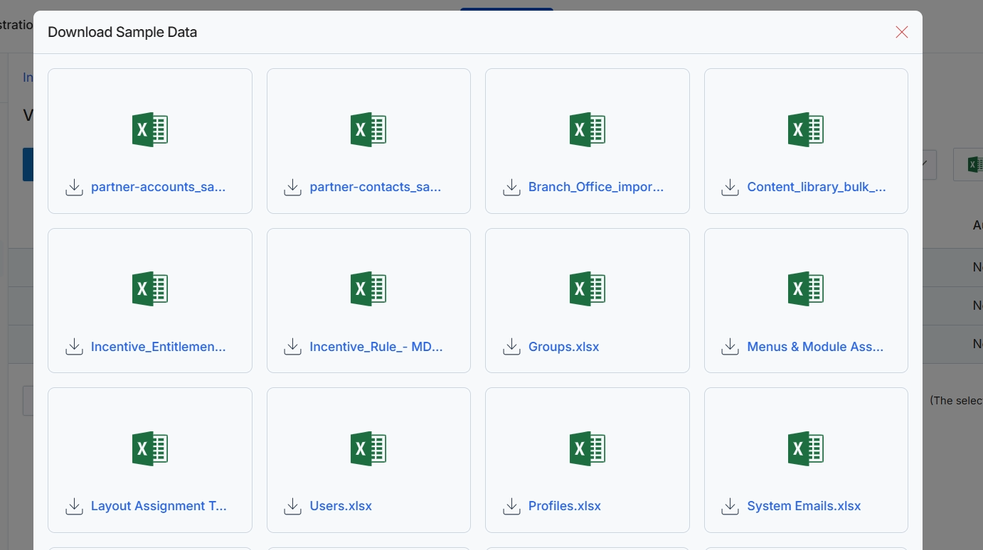 Download Sample Data modal