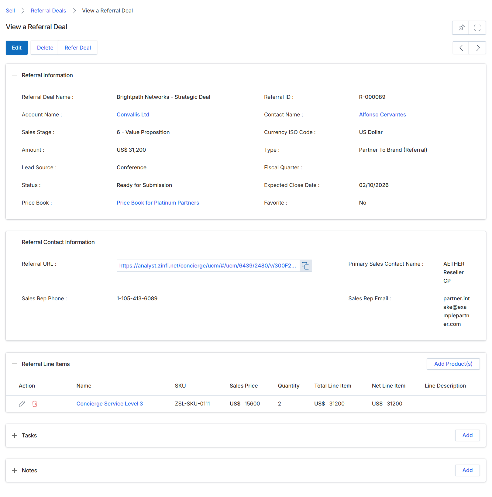 View Referral Deal details