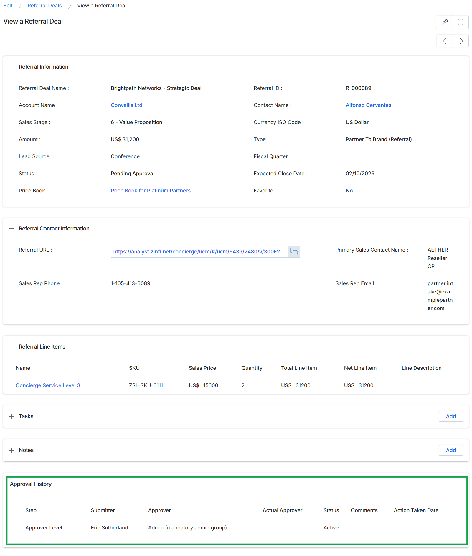 Approval history details