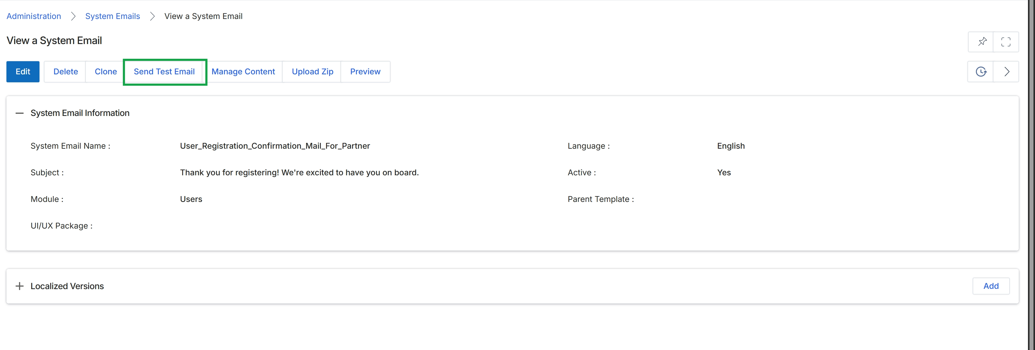 Add/Edit System Email form