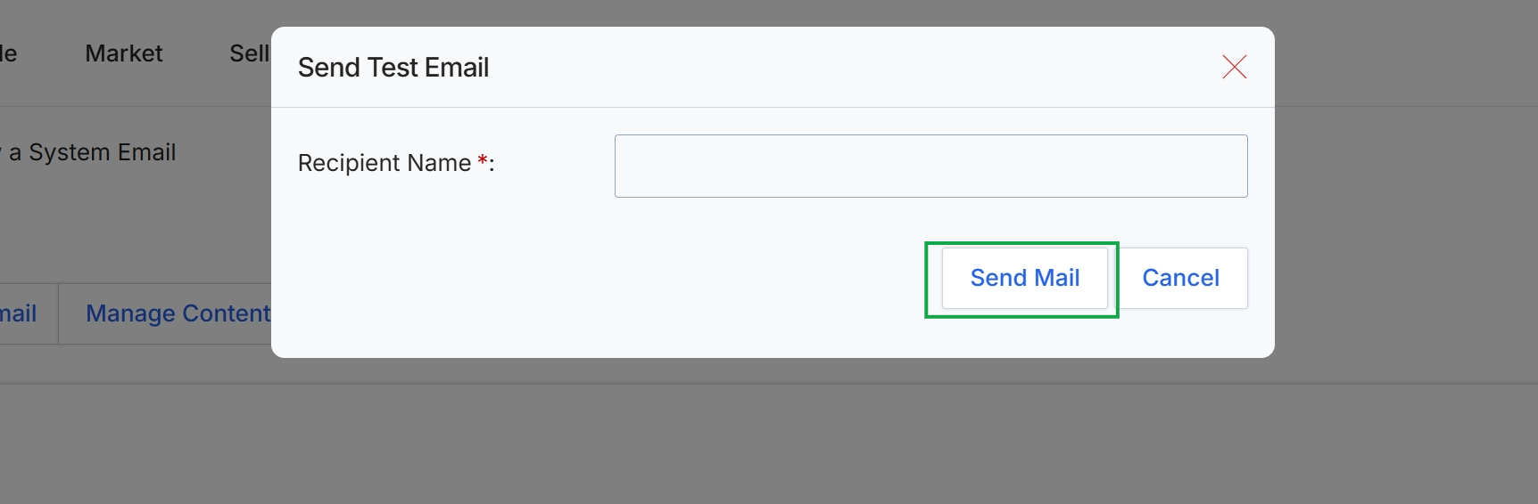 Send Test Email dialog box