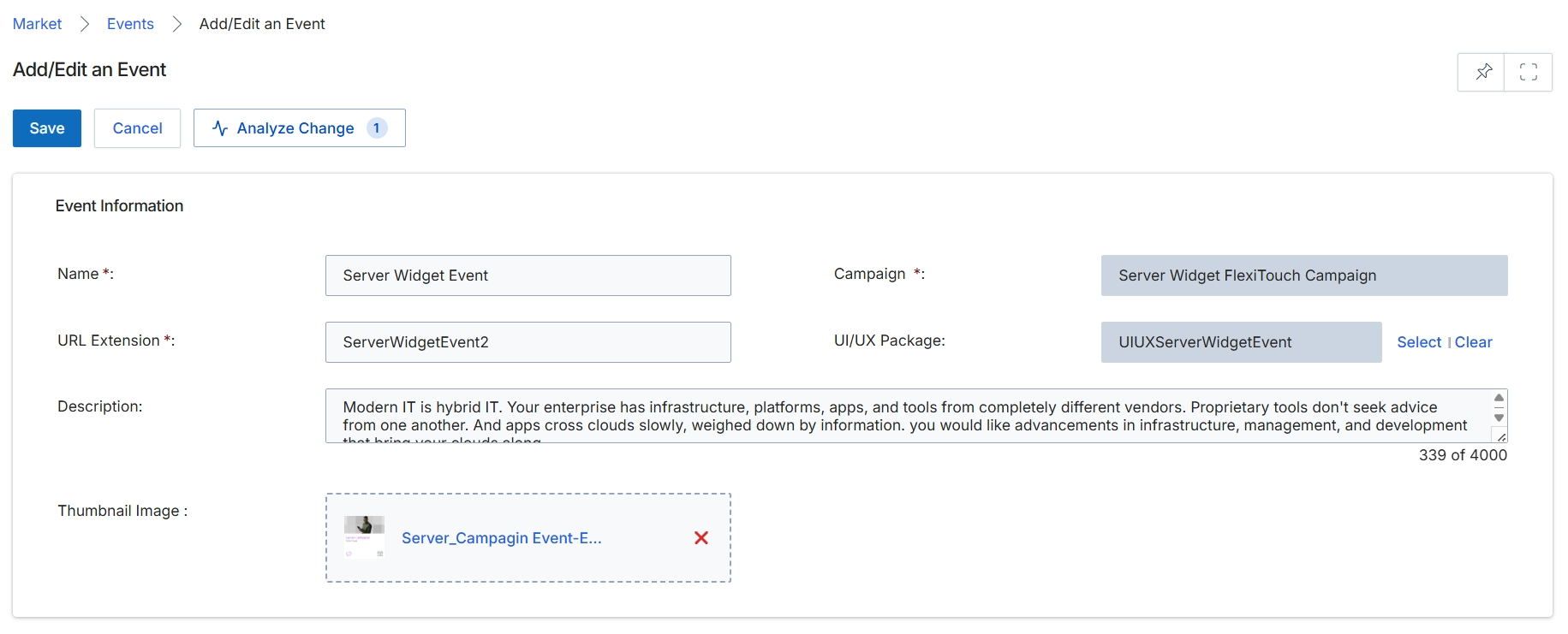 Add/Edit an Event form