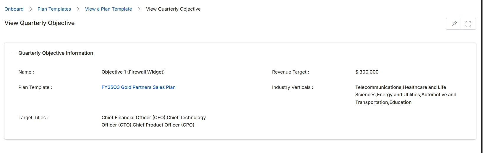 View Quarterly Objective details